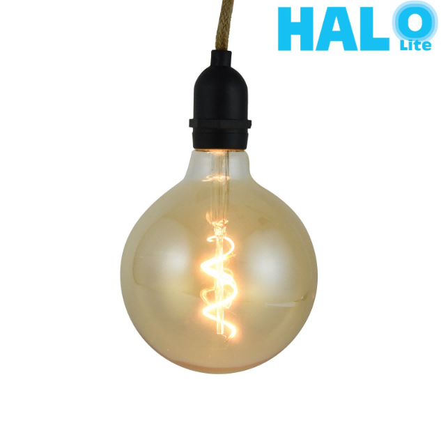 Halolite 0.5W G125 Amber Glass With Hemp Rope Hook Filament Bulb LED Light - Products