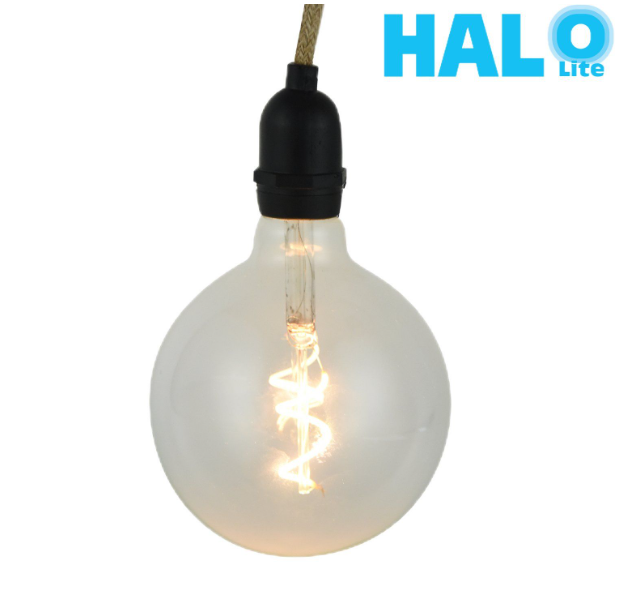 Halolite 0.5W G125 Clear Glass With Hemp Rope Hook Filament Bulb LED Light - Products