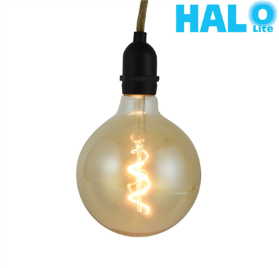 Halolite 0.5W G125 Amber Glass With Hemp Rope Hook Filame...