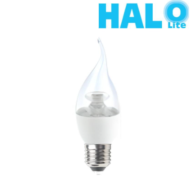 Halolite 4.5W B35 Clear Waterproof Small Edison Screw Filament Flame Tip LED Bulb