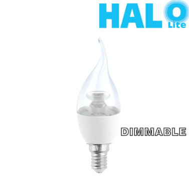 Halolite 4W B35 Clear Dimmable Small Edison Screw Filament Flame Tip LED Bulb