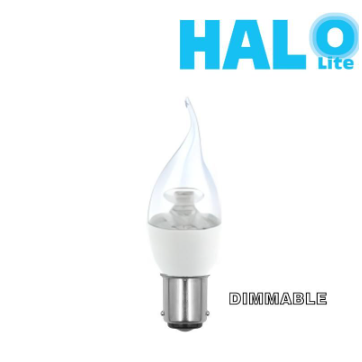 Halolite 7W B42 Clear Dimmable Small Edison Screw Filament Flame Tip LED Bulb