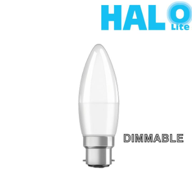 Halolite 7W B42 Frosted Torpedo Series Dimmable Warm White Light Candle Bulbs